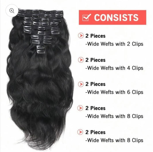 10pc Luxury Human Hair Clip in Extension