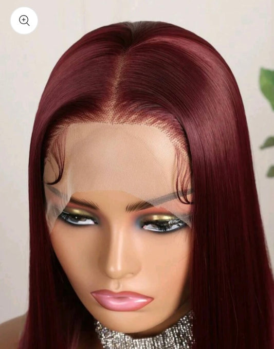 Burgundy Lace Front Wig(human blend)