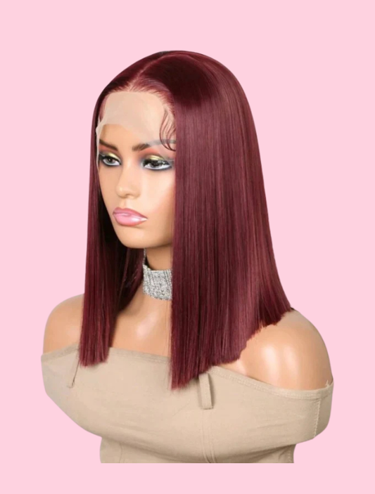 Burgundy Lace Front Wig(human blend)